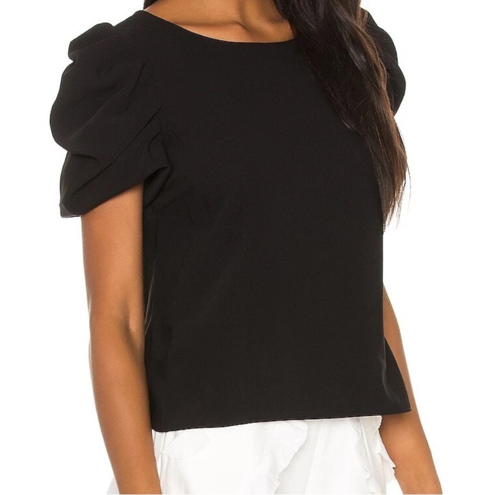 Amanda Uprichard Black Puff Sleeve Blouse